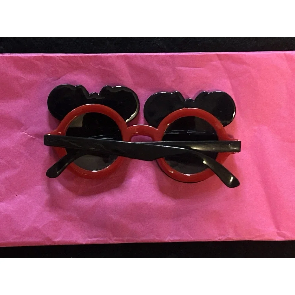 Disney Parks Heart Sequin Minnie Mouse Ears Pink Bow Headband + Glasses (Bonus)